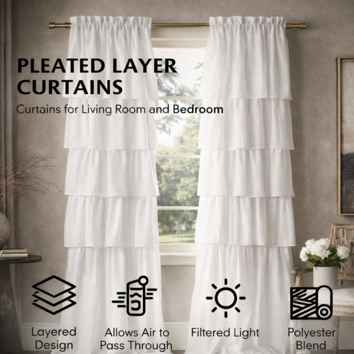 40x84" Set of 2 Pleated Layer Curtains