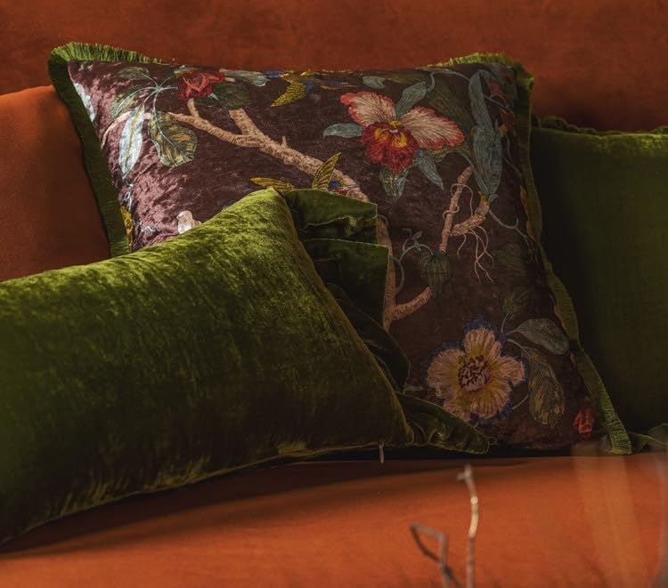Brown Vintage Chinese‑Style Velvet Pillow Cover