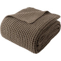 Camel Tan Waffle Knit Throw Blanket 50x60 Inch