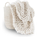 Cream White Jumbo Chenille Knit Throw 30x40"