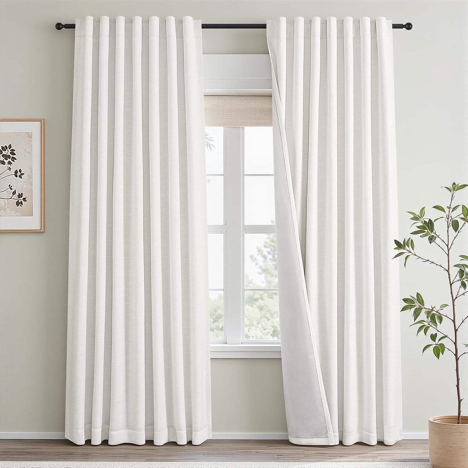 52x84" Dual Layer Natural Blackout Curtain Panels