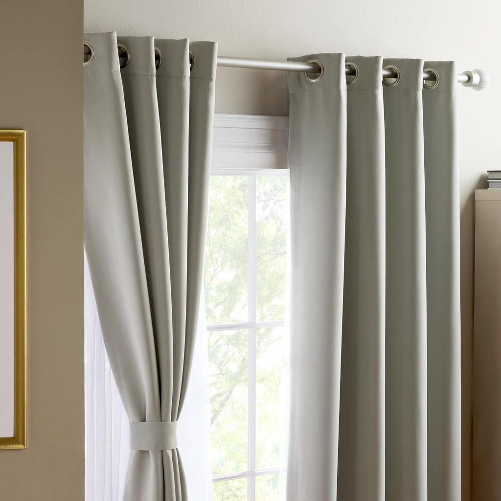 52x84" Set of 2 Grey Double‑Layer Curtains