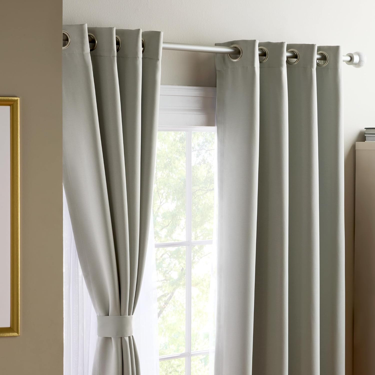 52x84" Set of 2 Grey Double‑Layer Curtains