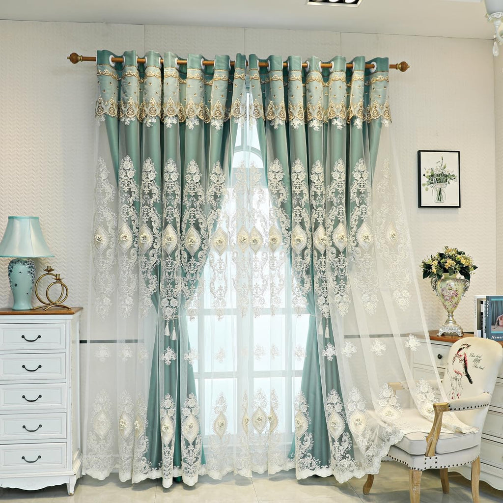 W51xL84" Set of 2 3D Relief Embroidery Curtains