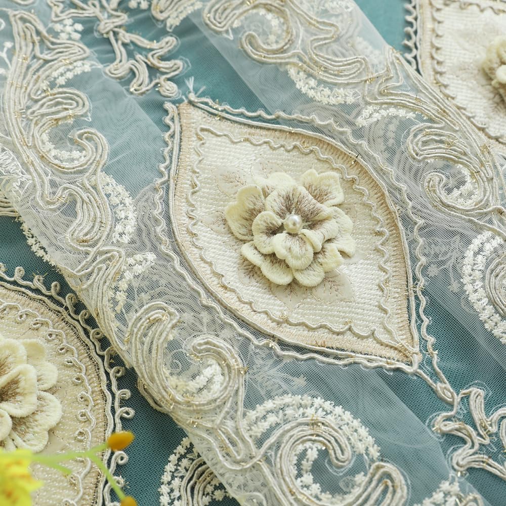 W51xL84" Set of 2 3D Relief Embroidery Curtains
