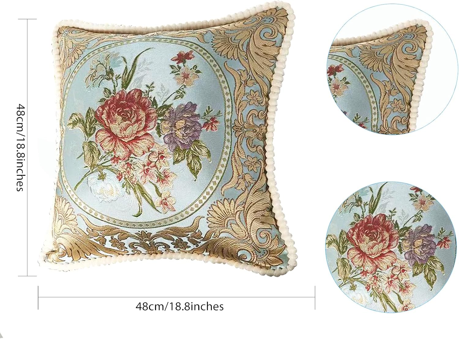Set of 2 Jacquard Embroidered Pillow Covers