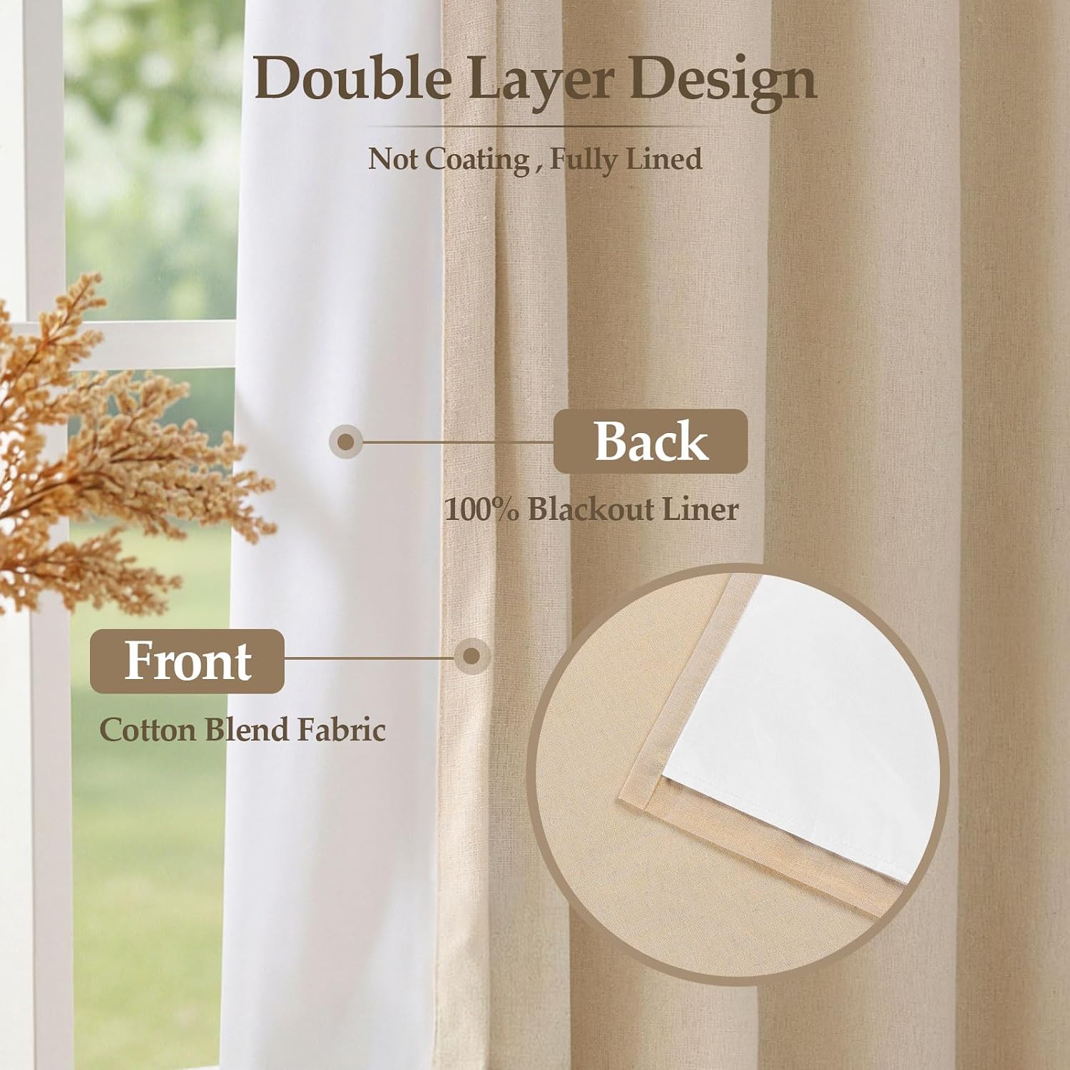 52x84" Set of 2 Double‑Layer Blackout Curtains