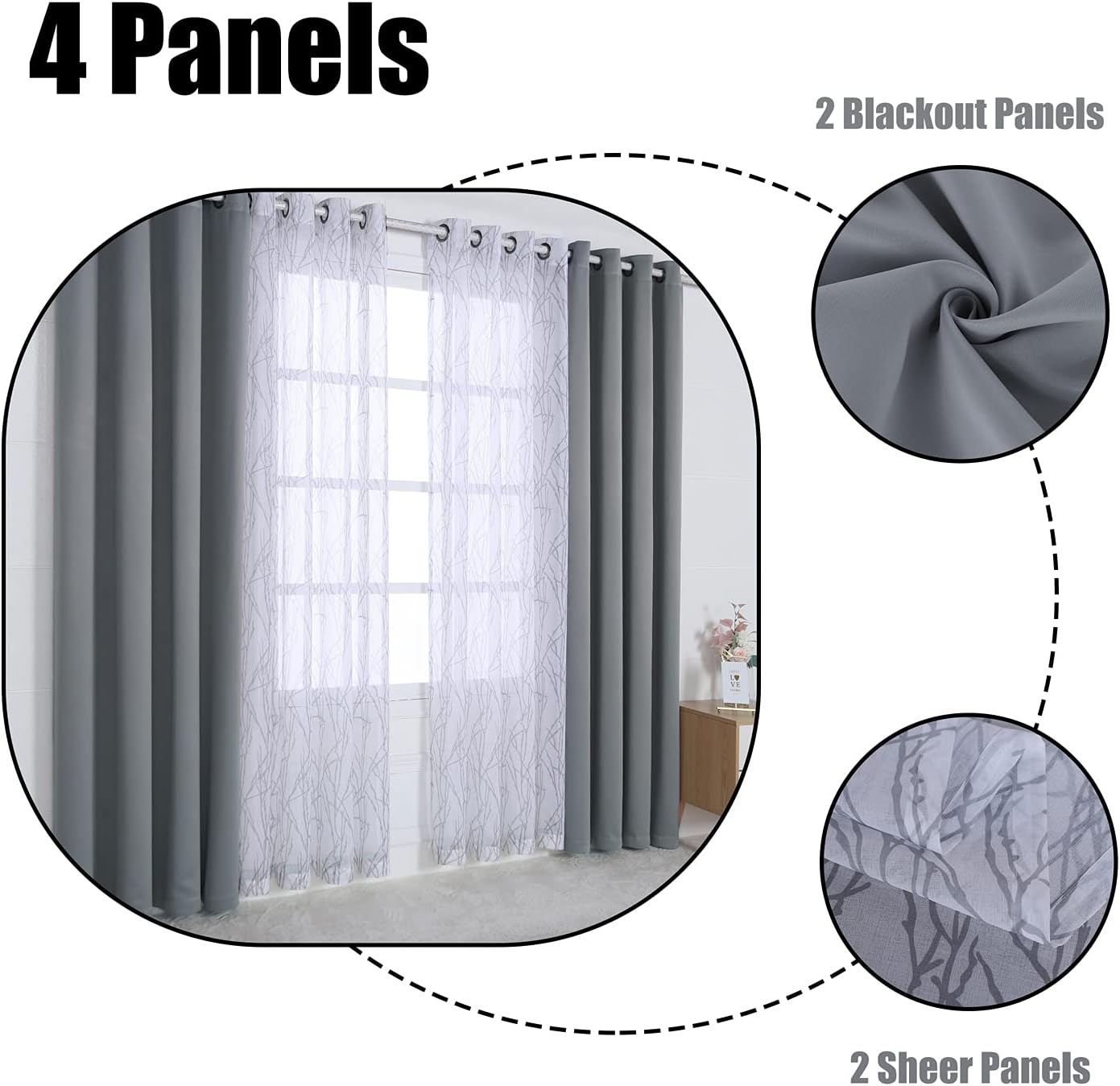 4‑Piece Mix‑and‑Match Curtain Set