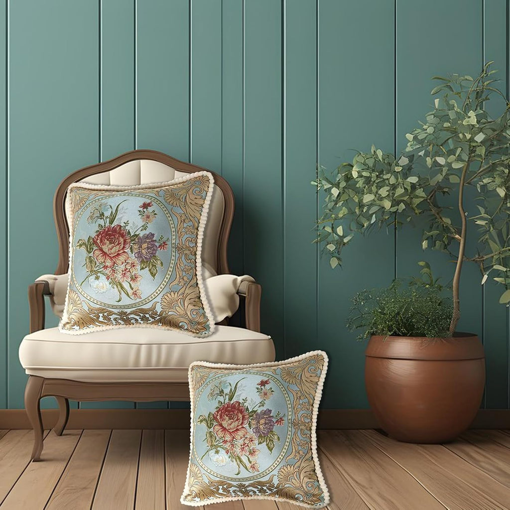 Set of 2 Jacquard Embroidered Pillow Covers
