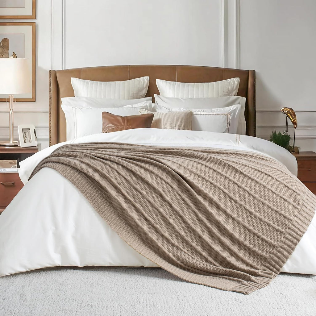 60x80" Stripe Cable Knit Throw Blanket