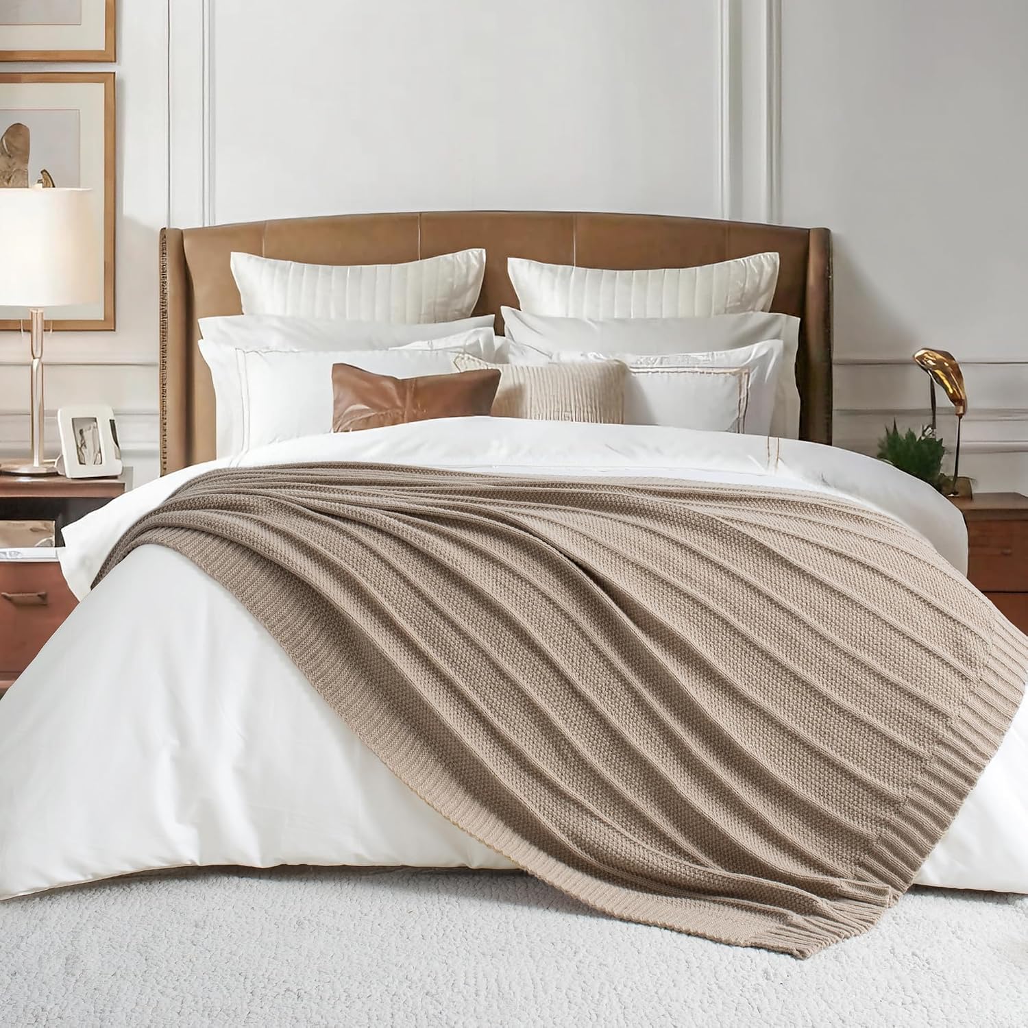 60x80" Stripe Cable Knit Throw Blanket