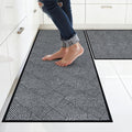 Light Grey Washable Kitchen Rug Set of 2