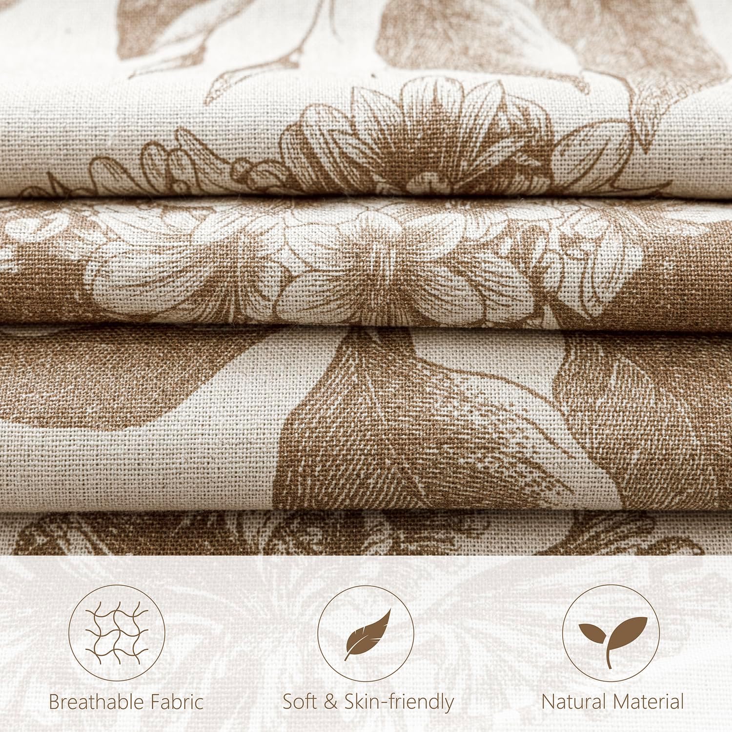 18x18" Set of 2 Linen Floral Pillow Covers