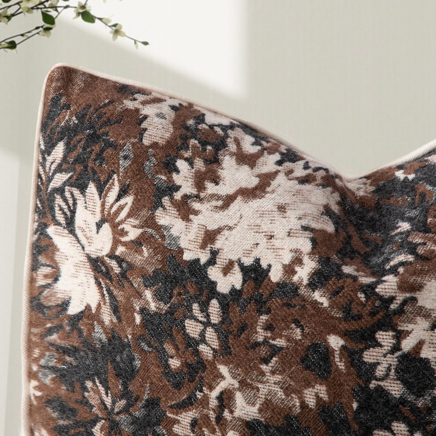 Set of 2 Coffee Brown Tapestry Chenille Pillow Covers