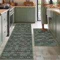 Green Non‑Slip Kitchen Rug Set of 2