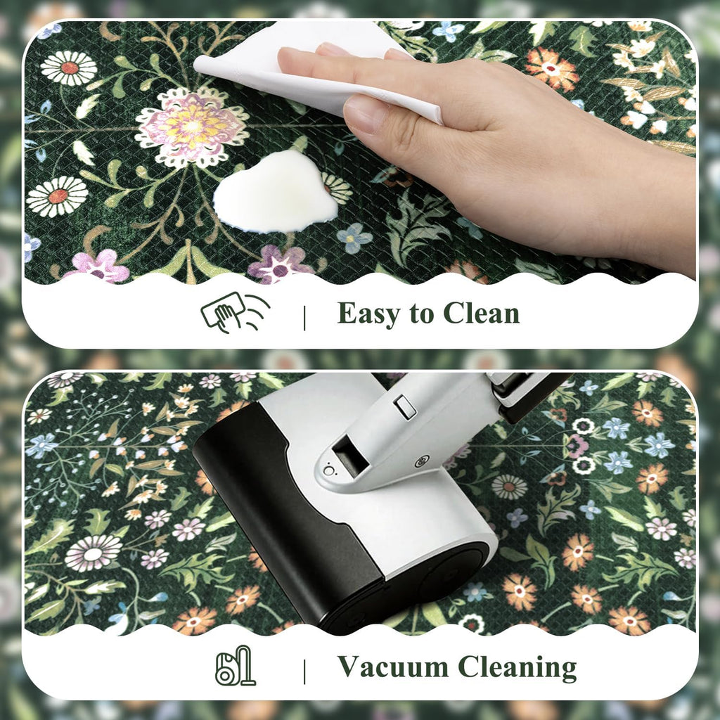 Green Scalloped Anti‑Fatigue Kitchen Rug Set of 3