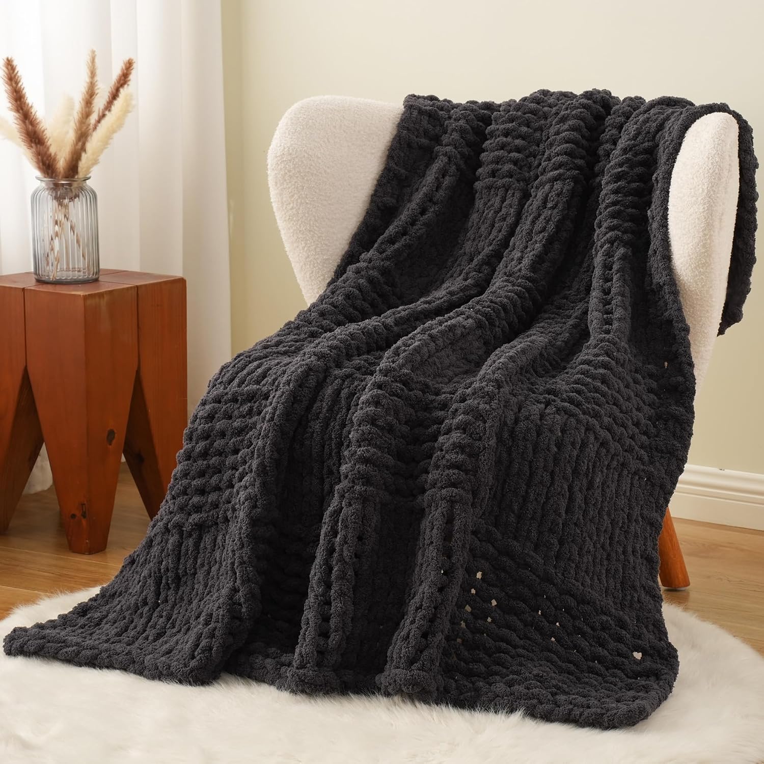Dark Grey Throw Blanket for Couch, 50"x60"