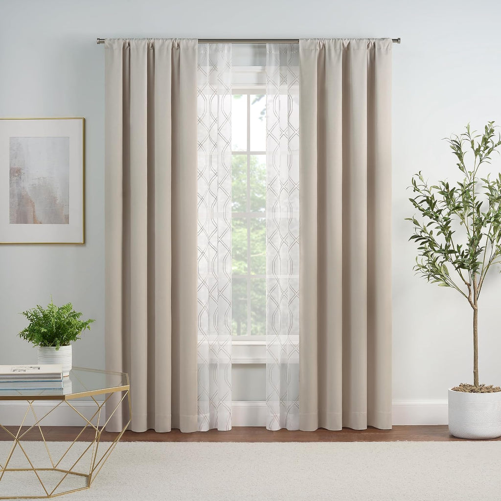 37x84" 4‑Piece Linen Blackout Curtain Set