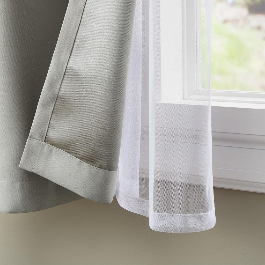 52x84" Set of 2 Grey Double‑Layer Curtains