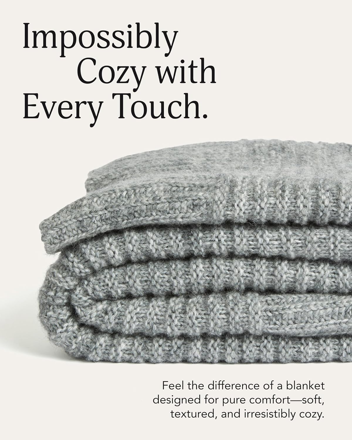 Melange Textured Soft Knit Throw Blanket