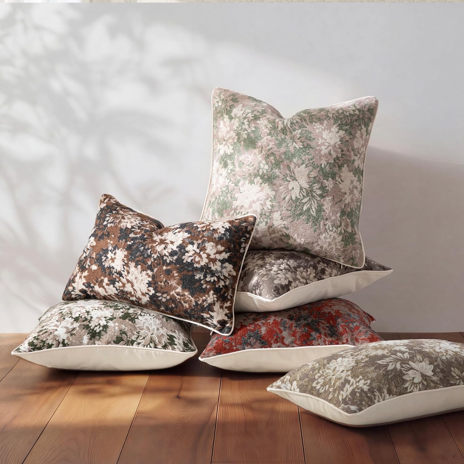 Set of 2 Coffee Brown Tapestry Chenille Pillow Covers