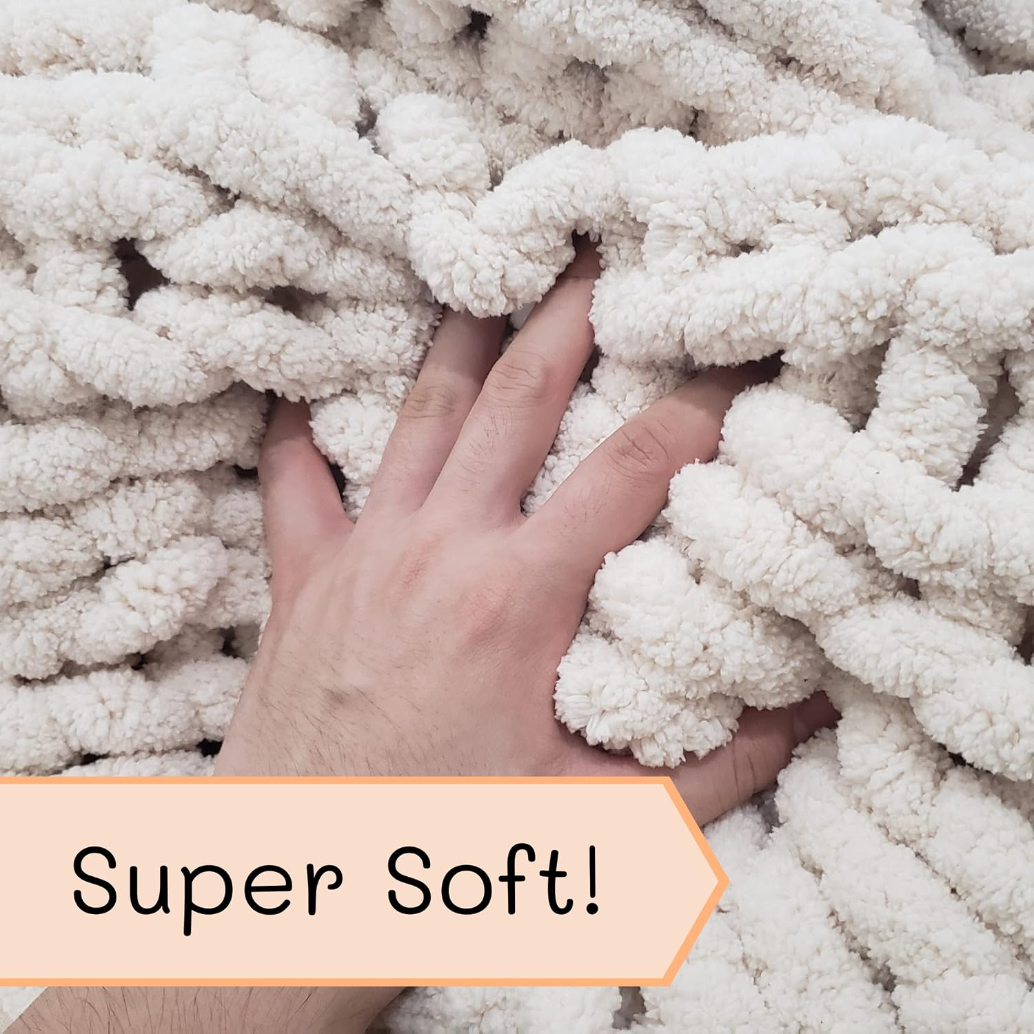 Cream White Jumbo Chenille Knit Throw 30x40"