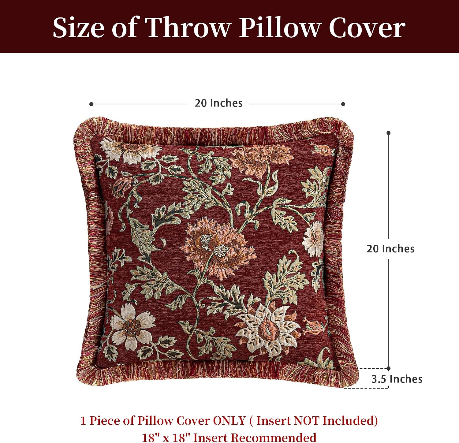 Loom and Mill Rust Red 20x20" Chenille Pillow Cover