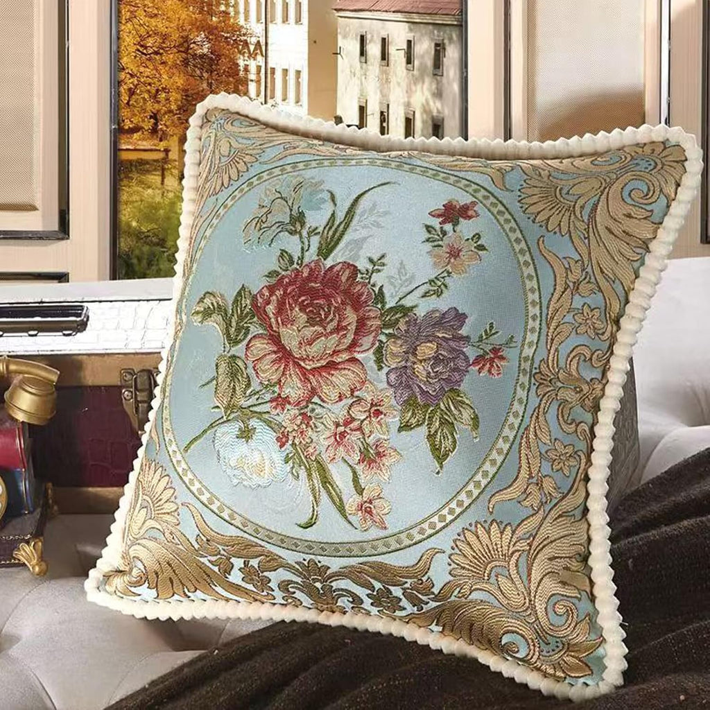Set of 2 Jacquard Embroidered Pillow Covers