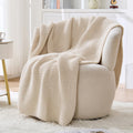 Beige Garter Knit Throw Blanket 60x80 Inch