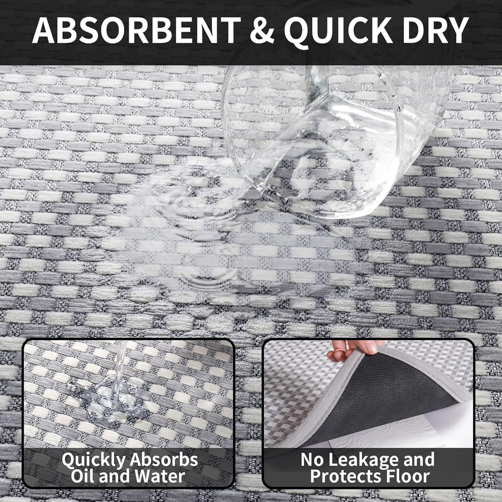 Gray Non‑Slip Washable Kitchen Rug 17"x47"