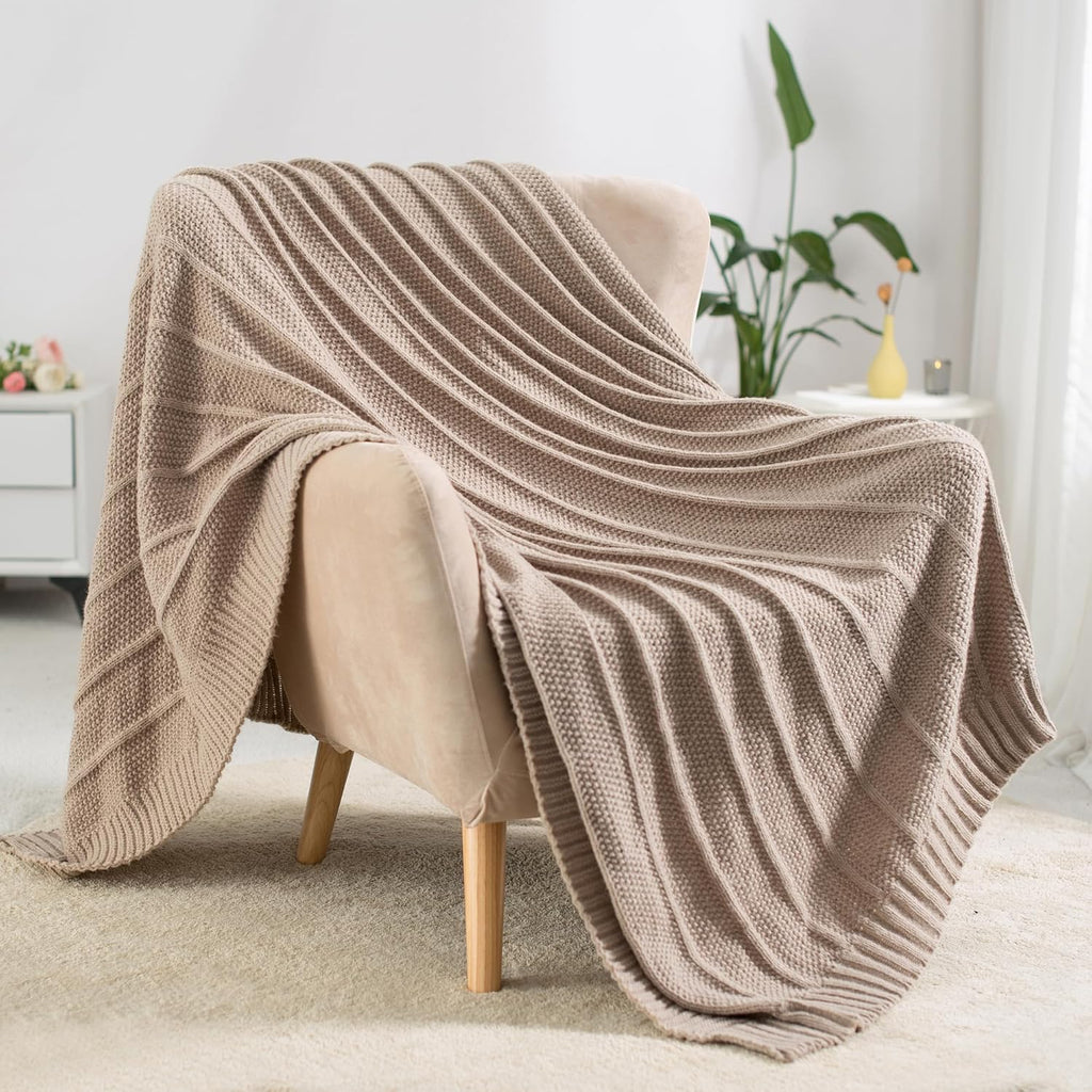 60x80" Stripe Cable Knit Throw Blanket