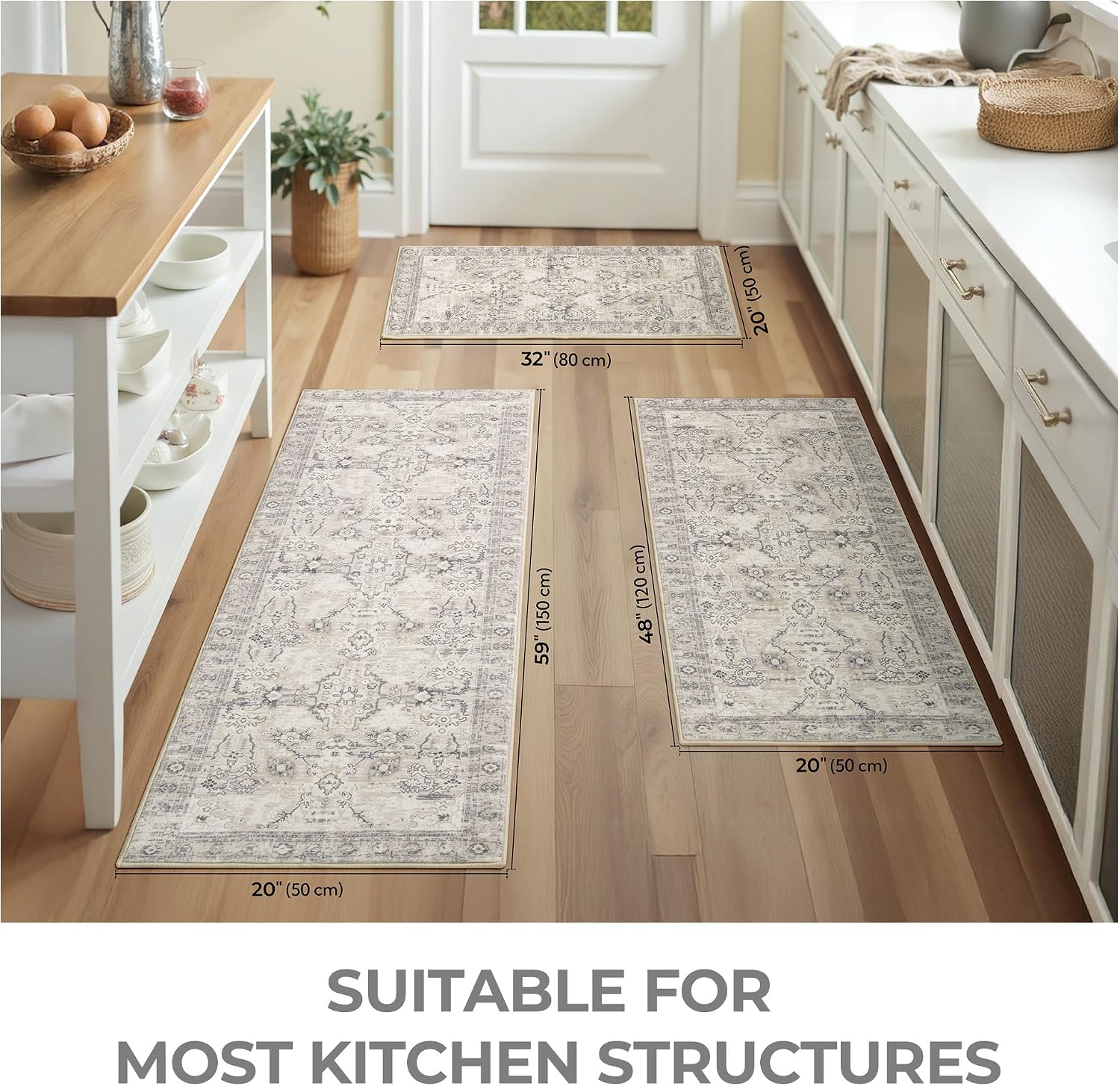 Boho Anti‑Fatigue Kitchen Rug Set of 3
