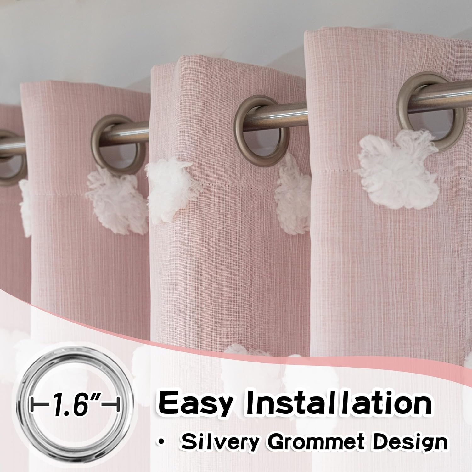 52x84" Pink Double‑Layer Blackout Curtains