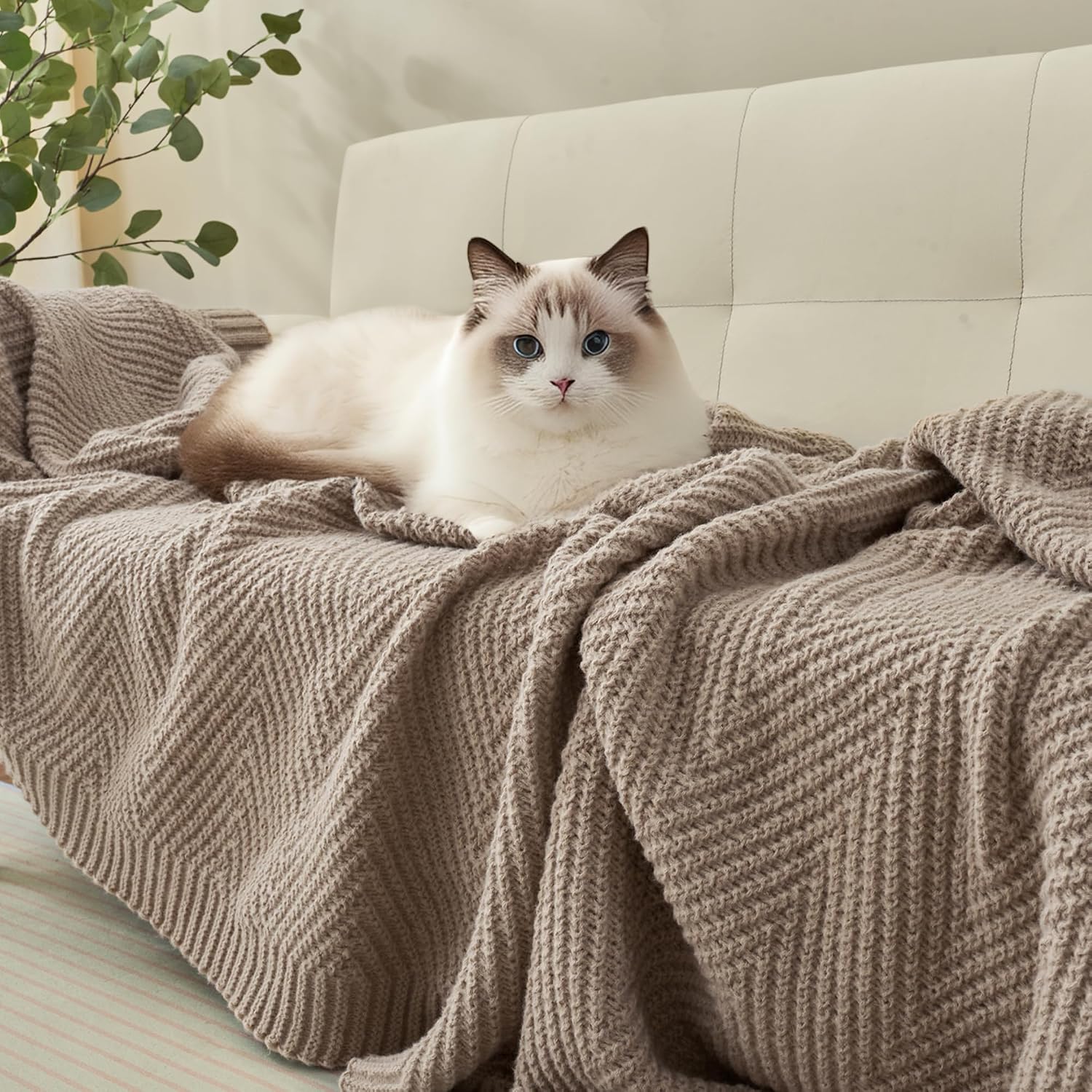 Knit Throw Blanket 50x60 Inch