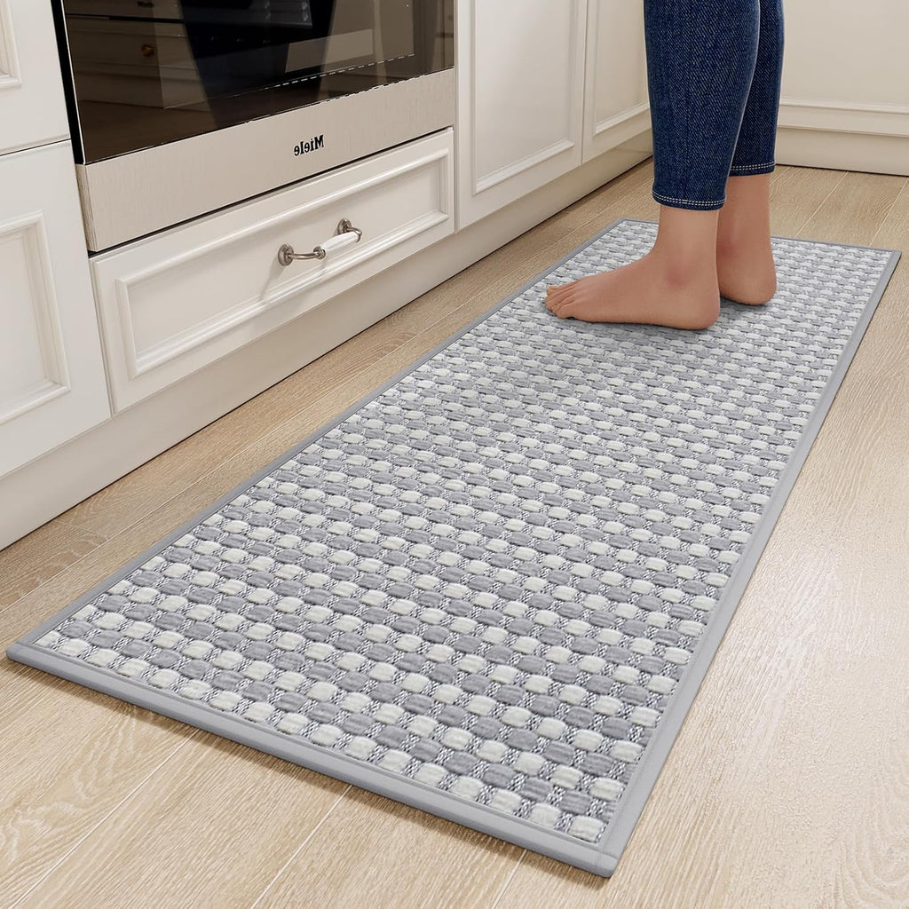 Gray Non‑Slip Washable Kitchen Rug 17"x47"