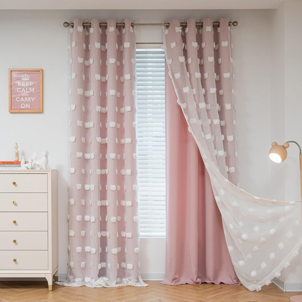 52x84" Pink Double‑Layer Blackout Curtains