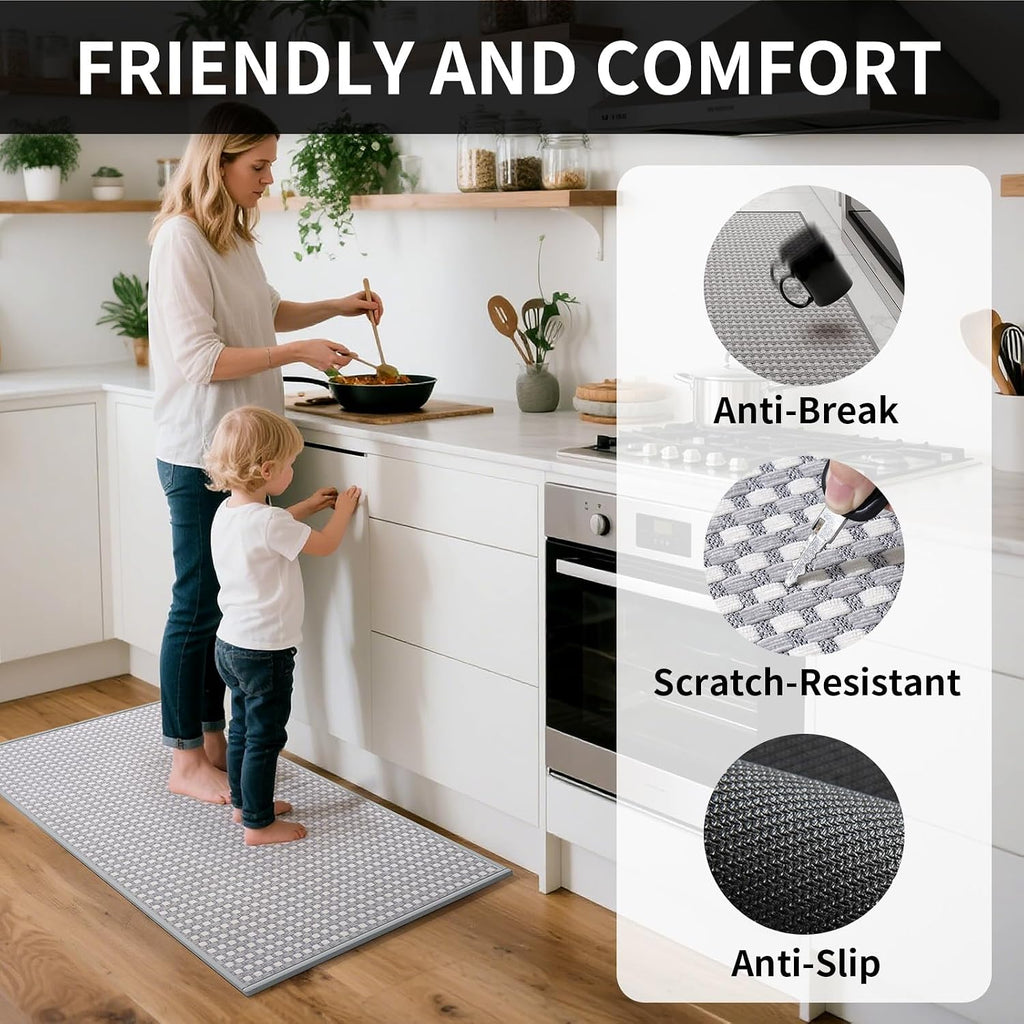 Gray Non‑Slip Washable Kitchen Rug 17"x47"