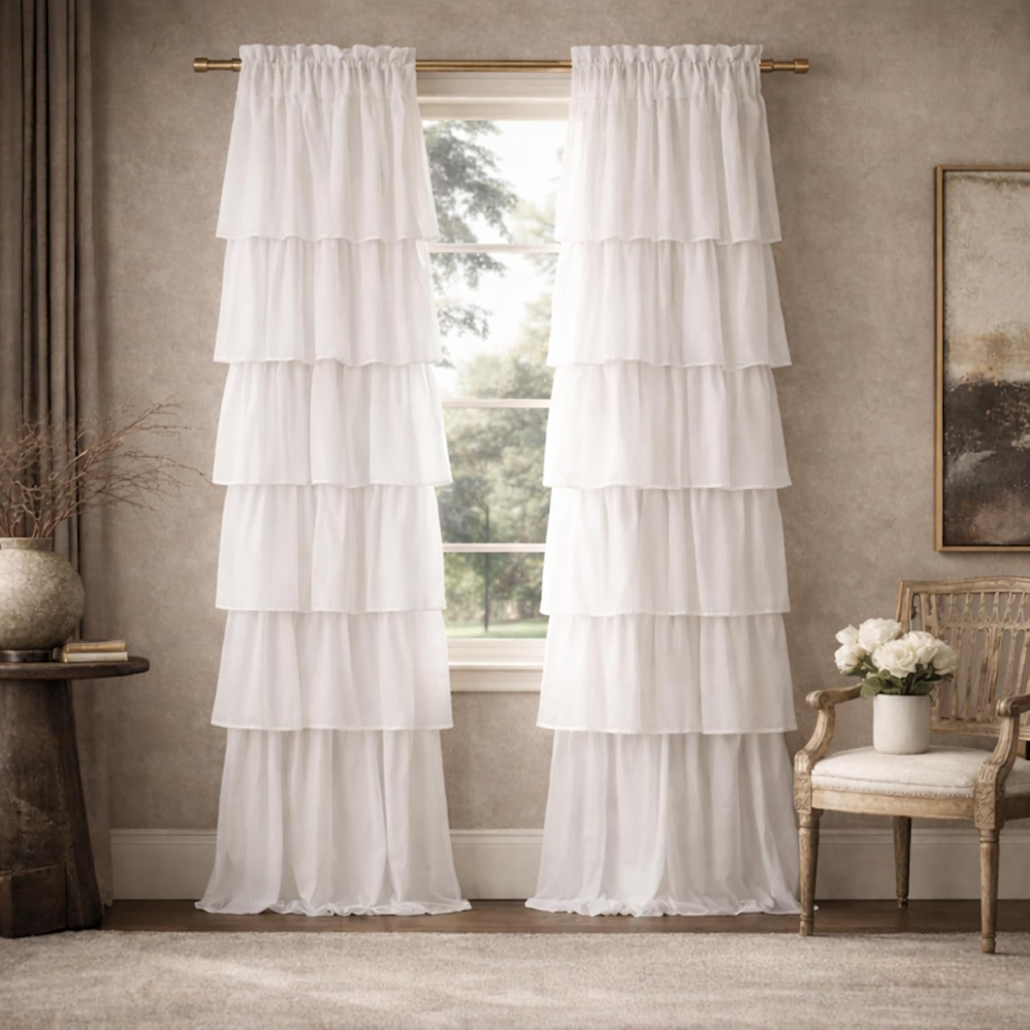 40x84" Set of 2 Pleated Layer Curtains
