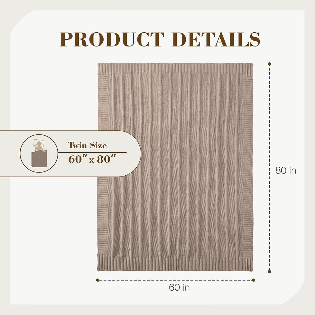 60x80" Stripe Cable Knit Throw Blanket