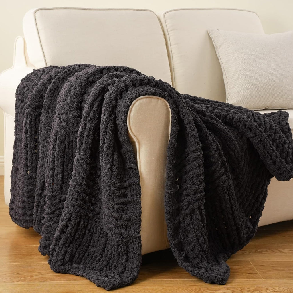 Dark Grey Throw Blanket for Couch, 50"x60"