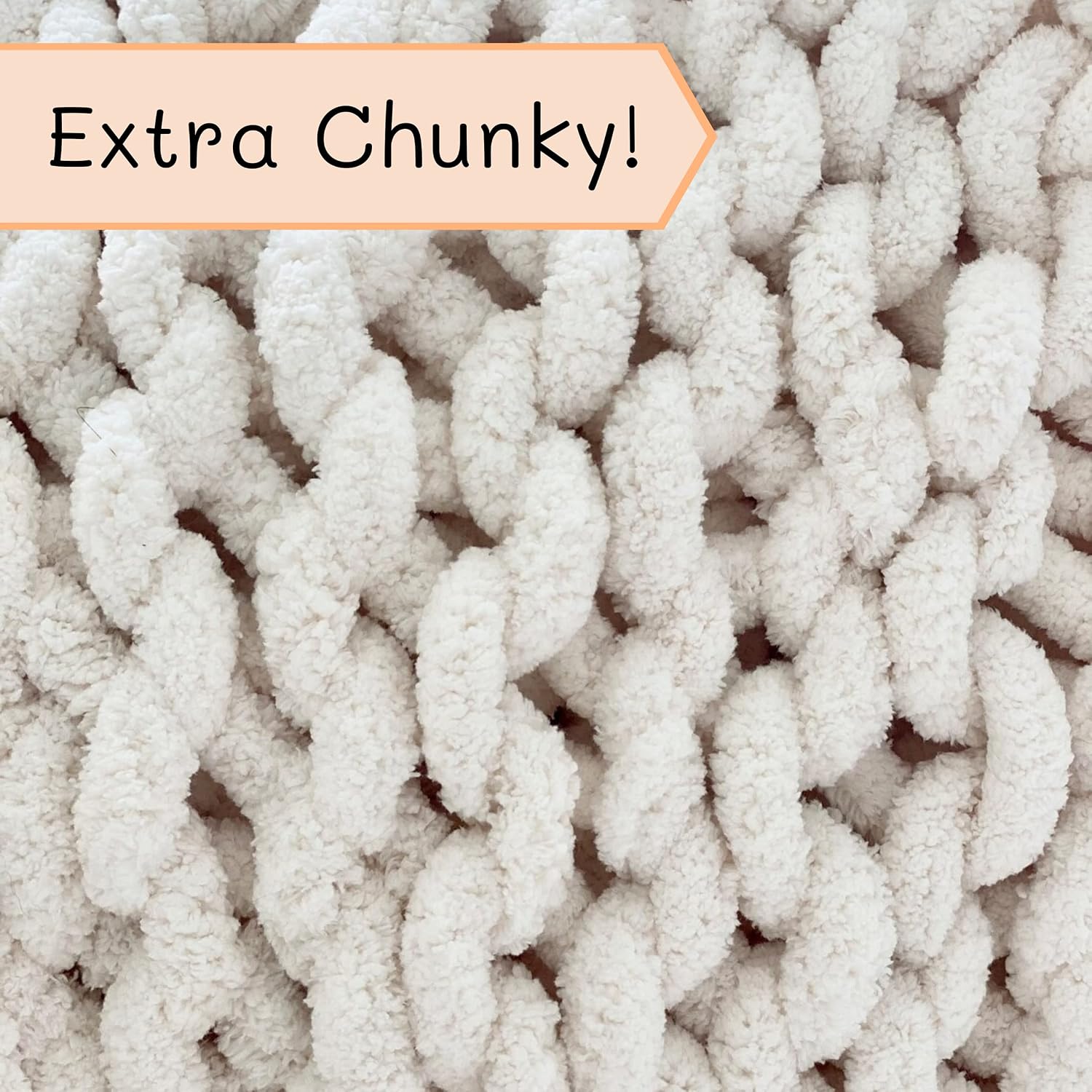 Cream White Jumbo Chenille Knit Throw 30x40"
