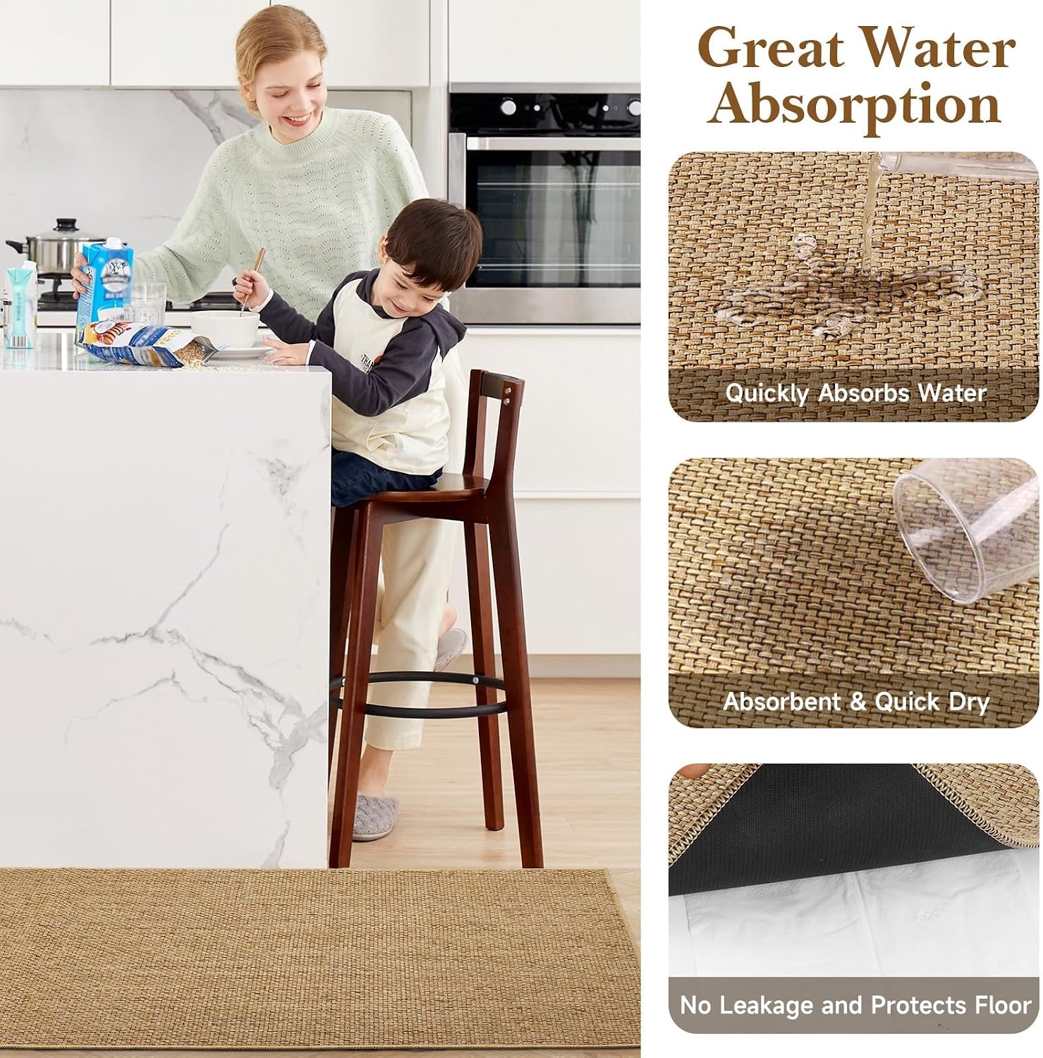 Washable Kitchen Rug Set of 2