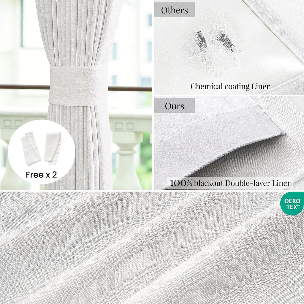 52x84" Dual Layer Natural Blackout Curtain Panels