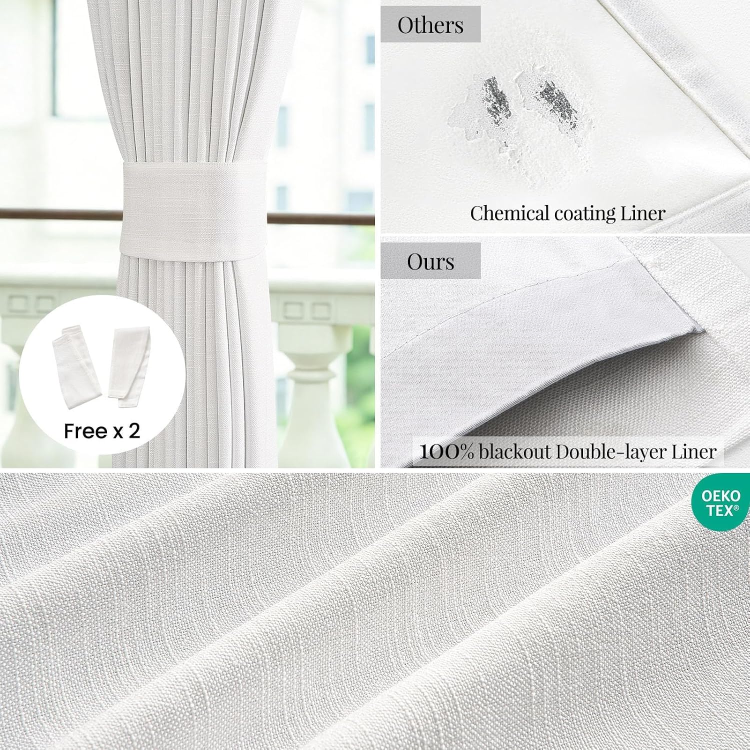 52x84" Dual Layer Natural Blackout Curtain Panels