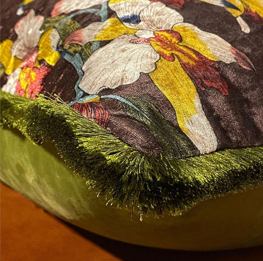 Brown Vintage Chinese‑Style Velvet Pillow Cover