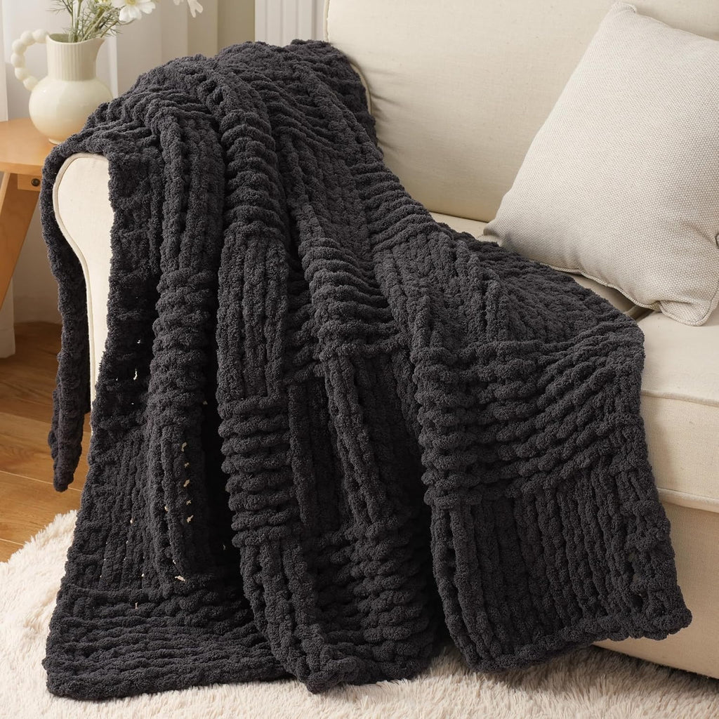 Dark Grey Throw Blanket for Couch, 50"x60"