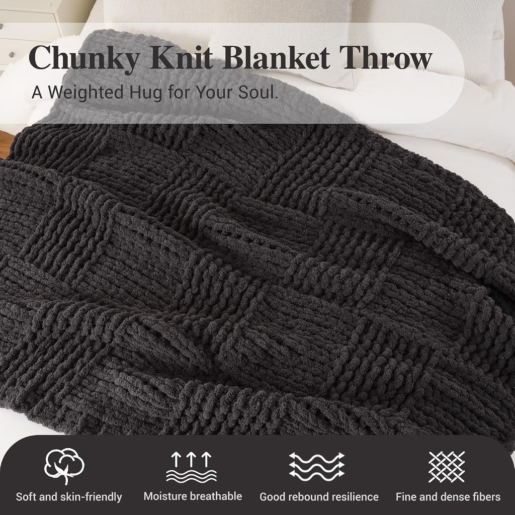 Dark Grey Throw Blanket for Couch, 50"x60"