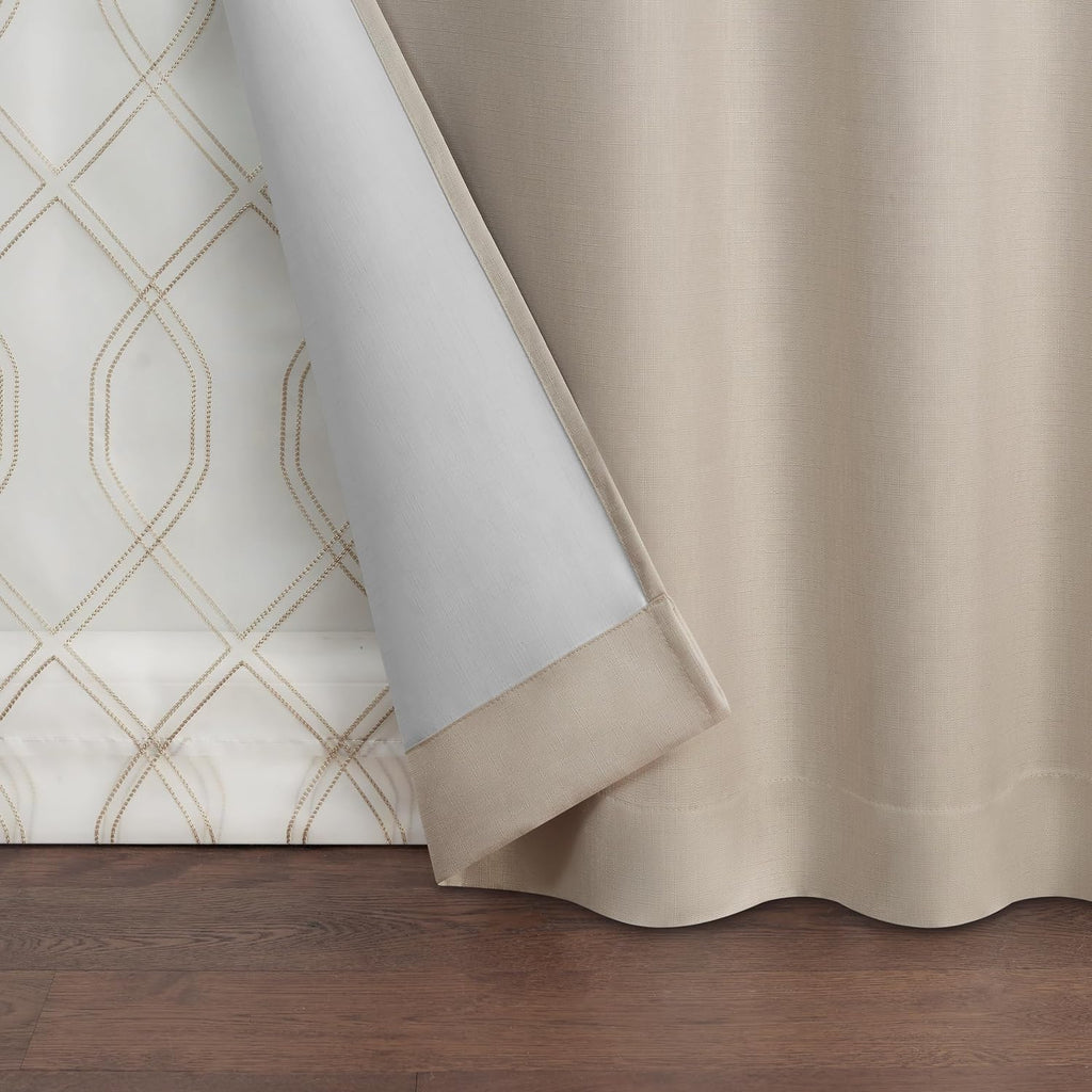 37x84" 4‑Piece Linen Blackout Curtain Set