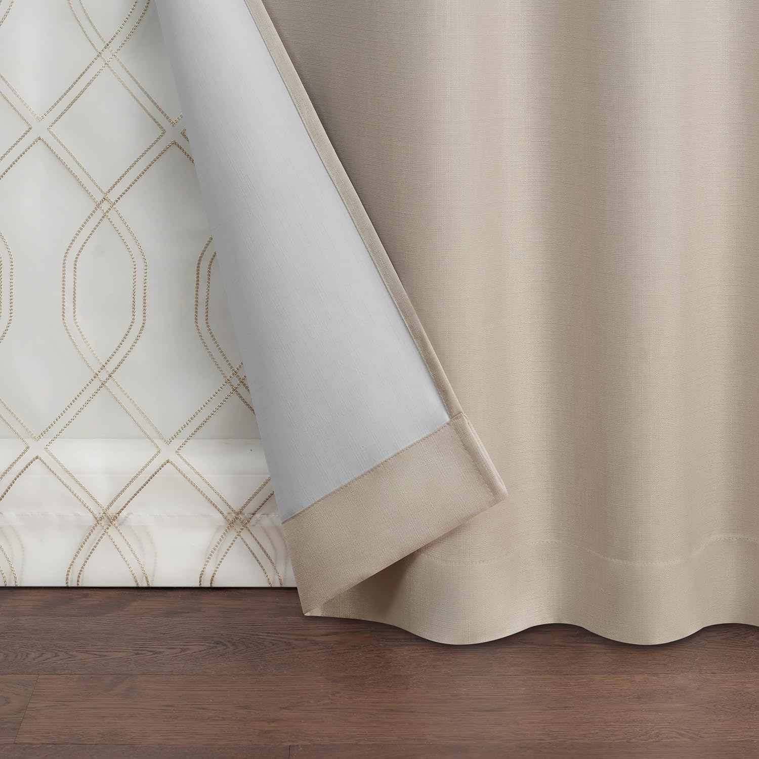 37x84" 4‑Piece Linen Blackout Curtain Set