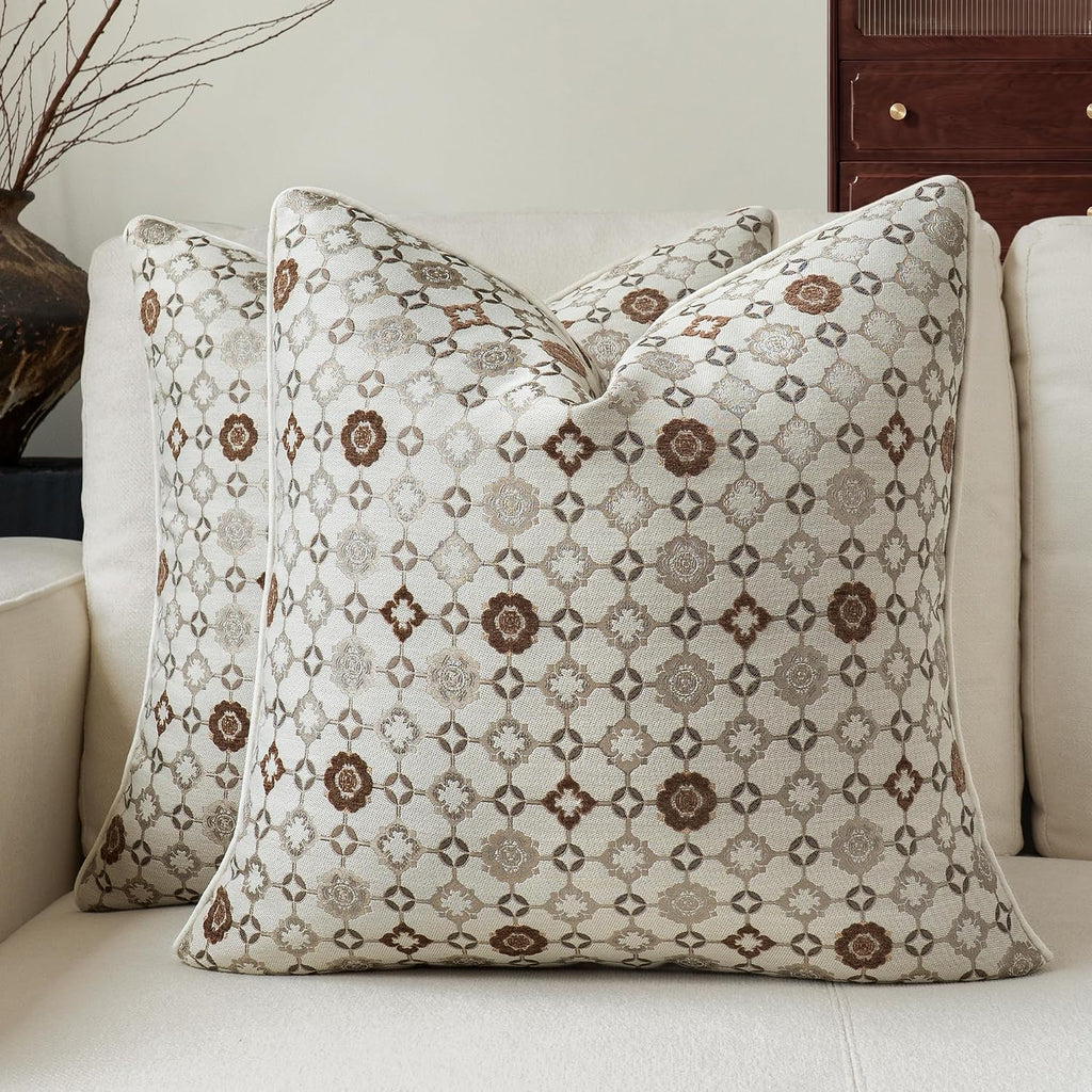 Set of 2 Gray 3D Vintage Floral Pillow Covers
